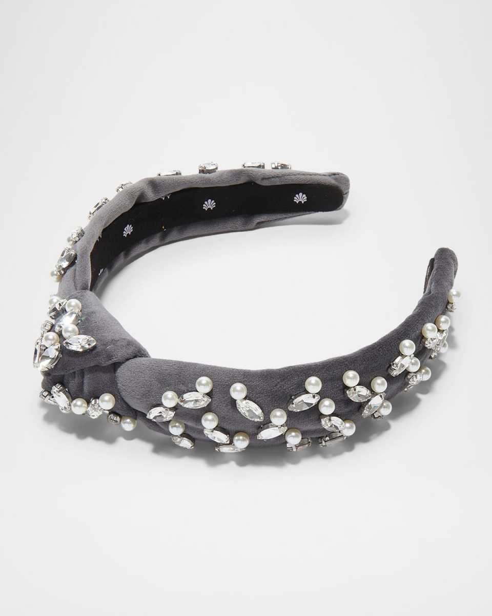 Slim Knotted Crystal-Embellished Velvet Headband